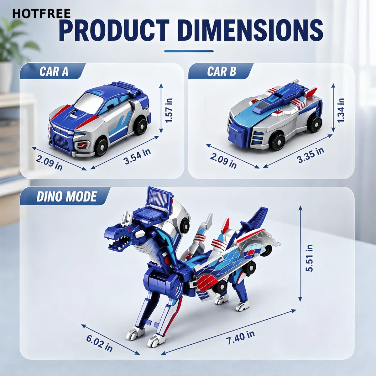 Hotfree Magnetic Dinosaur Transformer Car Toy, 2-in-1 Magnetic Cars That Transform into Flying Dragon Deer and Unicorn, Automatic Collision Transforming Toy, Fun STEM Toy Birthday Christmas Gift for Boys & Girls