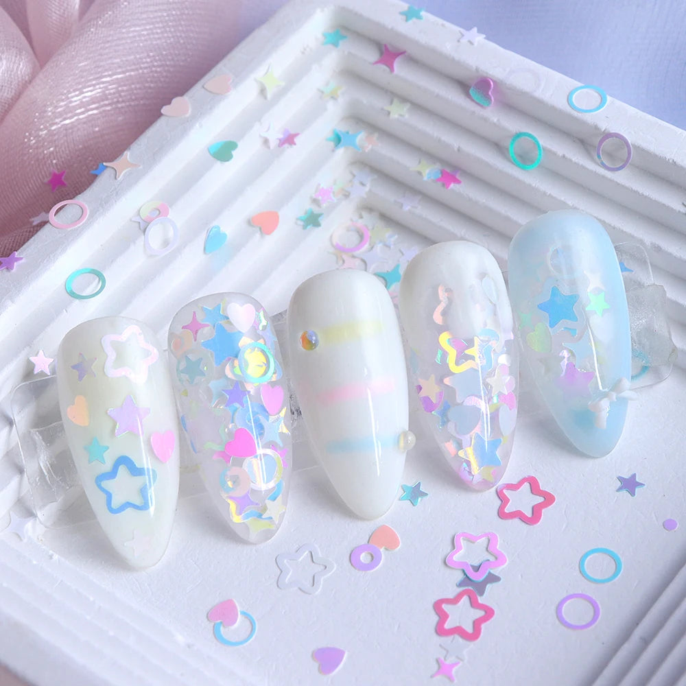 6 Grids Mermaid Stars Glitter Flakes Epoxy Resin Mold Filling English Alphabet Circle Love Heart Shape Sequins DIY Crafts Making