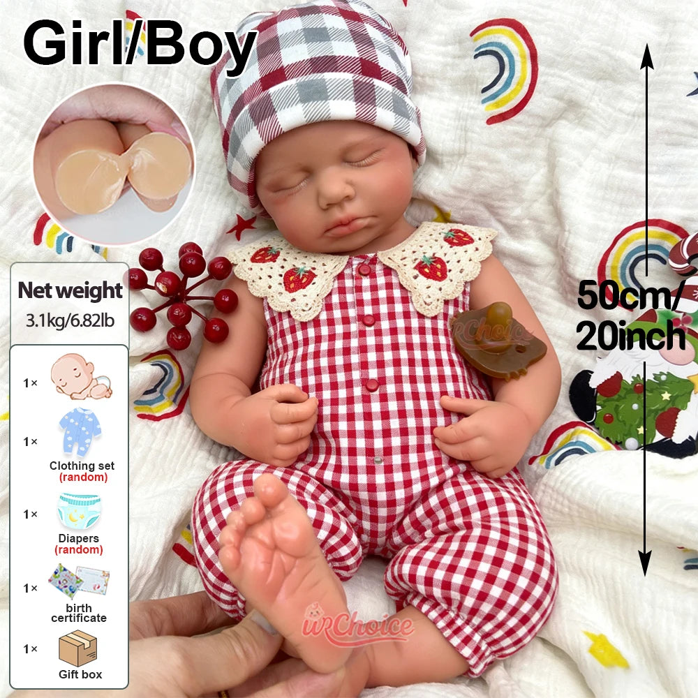 20inch Can Open Mouth Loulou Silicone Reborn Doll Realistic Full Body Fine Details Premium Model for Educational Training and Display