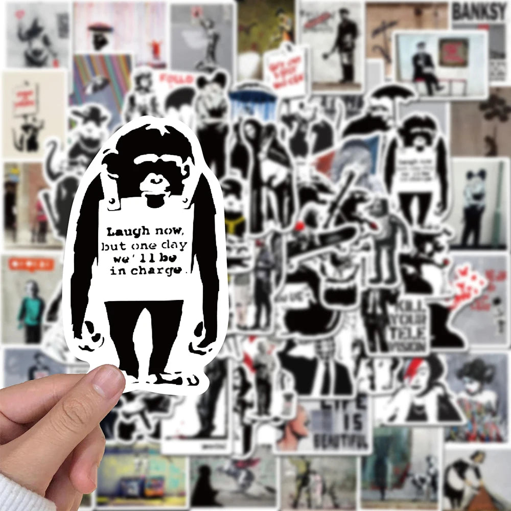 50Pcs Banksy Stickers banksy art graffiti Stickers for DIY Luggage Laptop Skateboard Motorcycle Bicycle Sticker