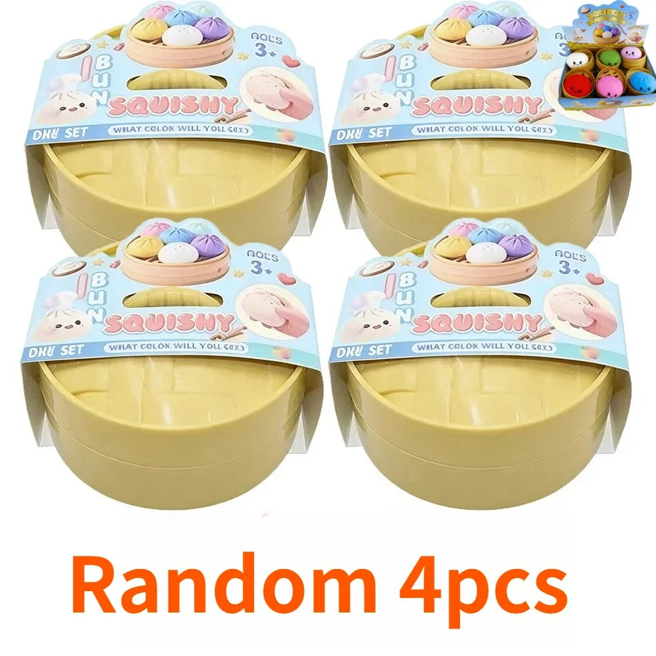 Colorful Dumpling Squishes Stress Balls Cha Siu Bao Slow Rebound Decompression Toys Feel Good Squishy Stress Relief Gifts 10cm