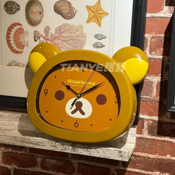 Cute  Anime Rilakkuma Peripheral Wall Clock Alarm Clock  Bedroom Sweeping Second Quartz Clock Cartoon Silent Clock Living Room