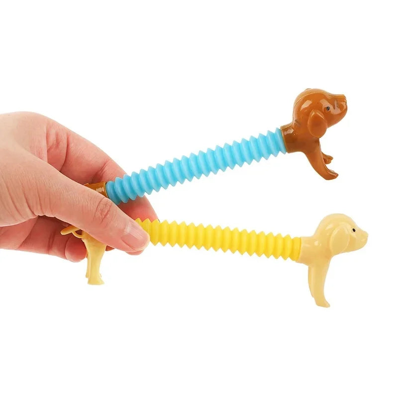 Cute 6/12PCS Stretchable Dog Toy Telescopic Spring Animals Sensory Stress Relief Durable Squeeze Interactive Pet Puzzle Toy