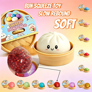 Colorful Dumpling Squishes Stress Balls Cha Siu Bao Slow Rebound Decompression Toys Feel Good Squishy Stress Relief Gifts 10cm