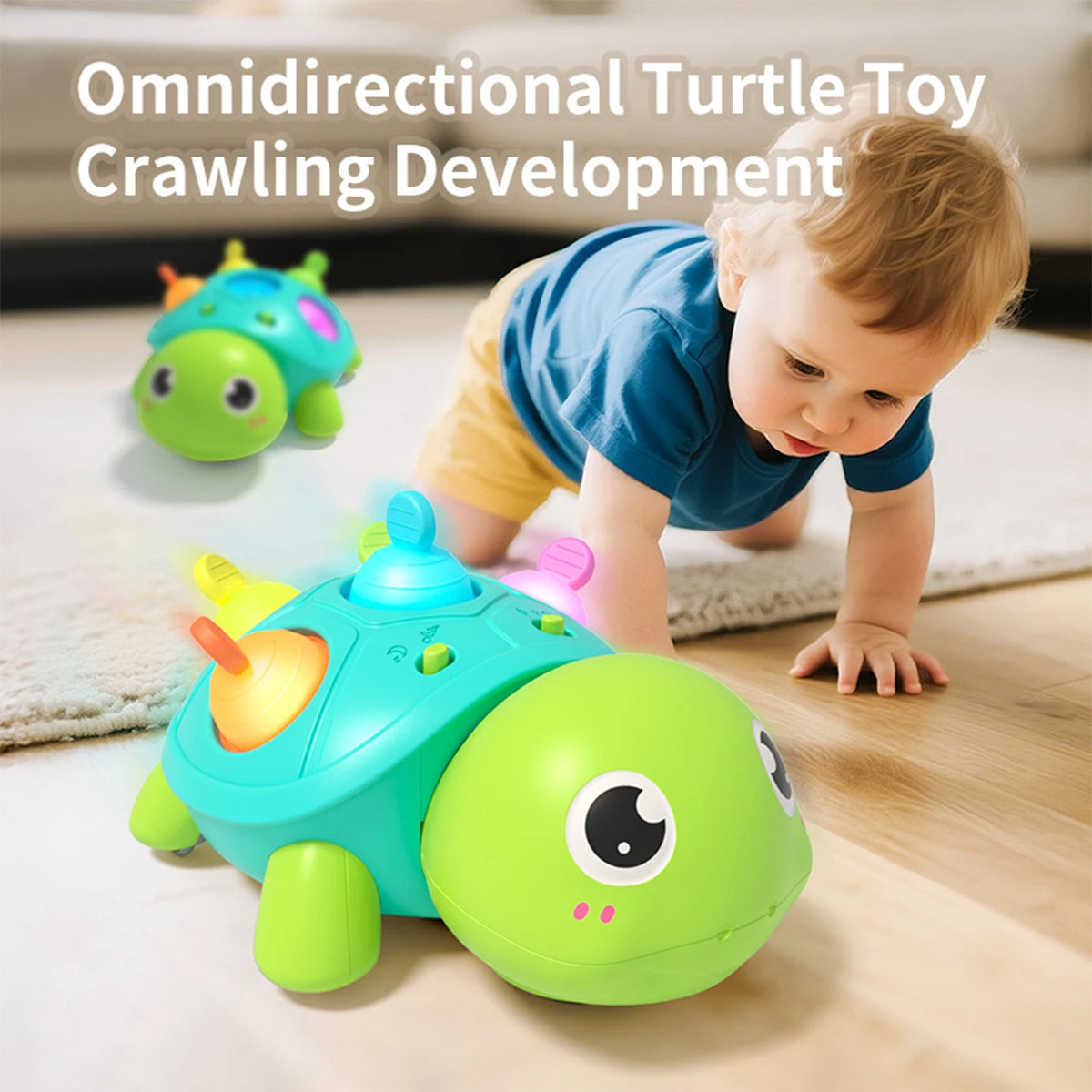 Baby Turtle Crawling Sound and Light Toy - Can Be Chewed and Has Bubble Bath soothing Effect for Babies