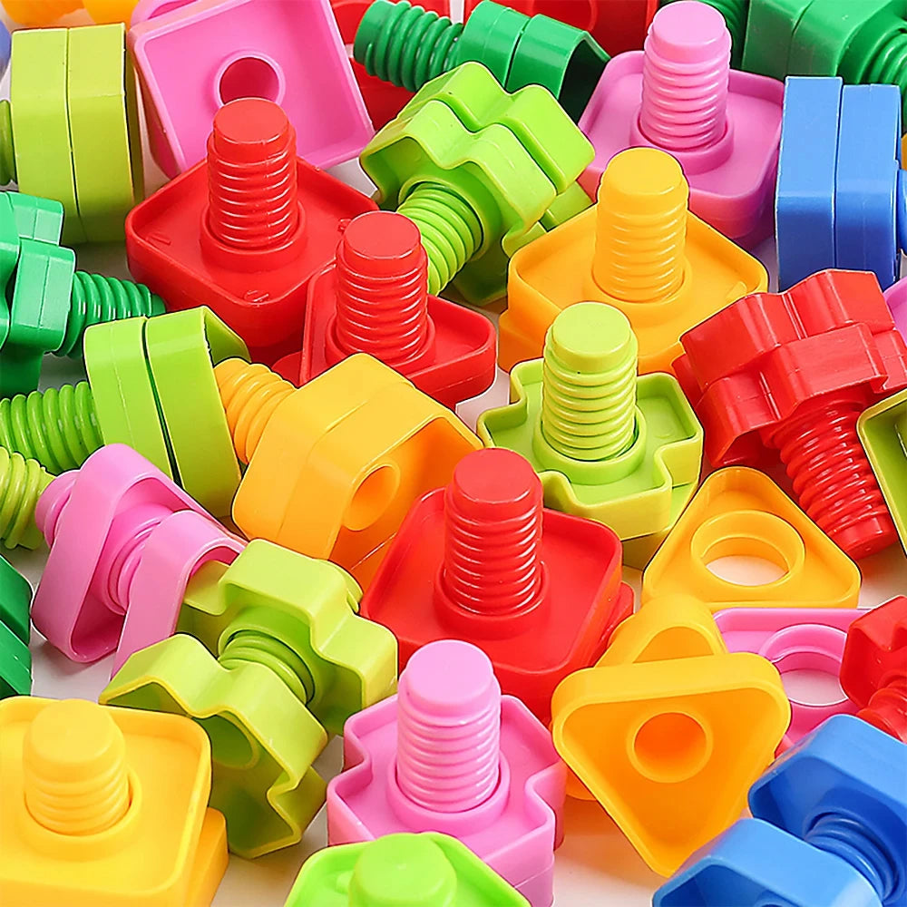 10/20pcs Set Screwing Building Blocks Creative Mosaic Puzzle Toys for Children Plastic Insert Nut Shape Boys Educational Toy