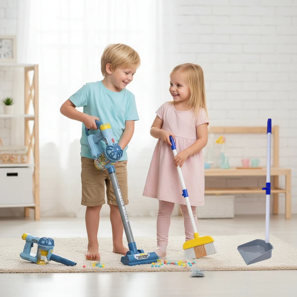 Kids Simulation Electric Vacuum Cleaner Cleaning Set for Toddlers Role Play Housekeeping Educational Toys Girl Boy Gifts