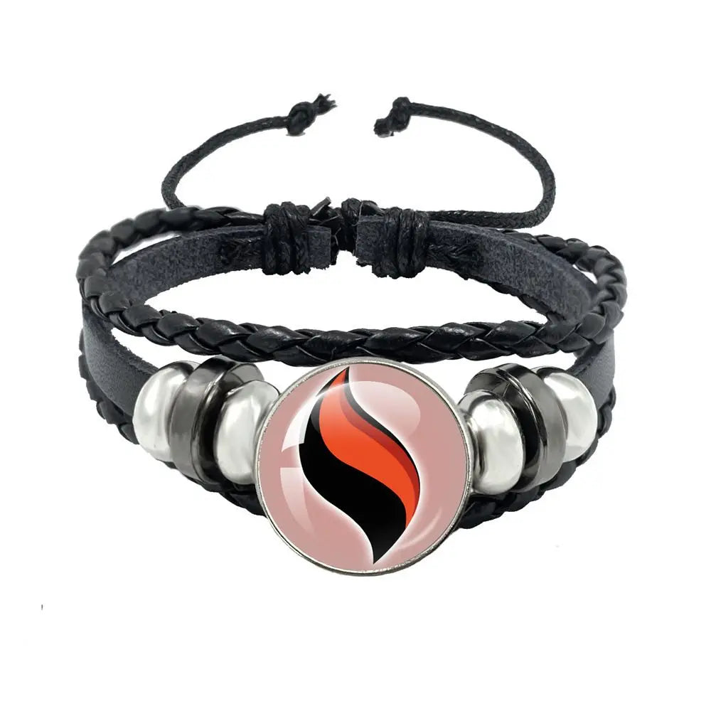 Mega Stone Key Chain Anime Peripheral Creativity Exquisite Fashion Black Leather Rope Buckle Key Chain Trend