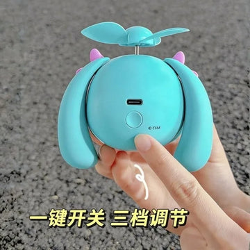 2026 New Hatsune Miku Mini Handheld Fan Ultra-Strong Wind USB Rechargeable Portable Anime Fan for Students Backpack Gift