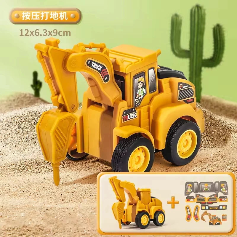 Engineering Vehicle Model Press Sliding Car Excavator Bulldozer Children Educational Construction Vehicle Toy Kids Boy Gift