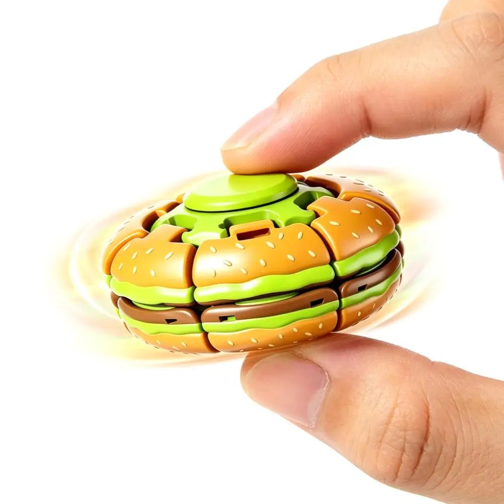 Burger Fidget Spinner Toy 3D Hamburger Press Bubble Gyro Ball Decompression Stress Relief Toy for Adults