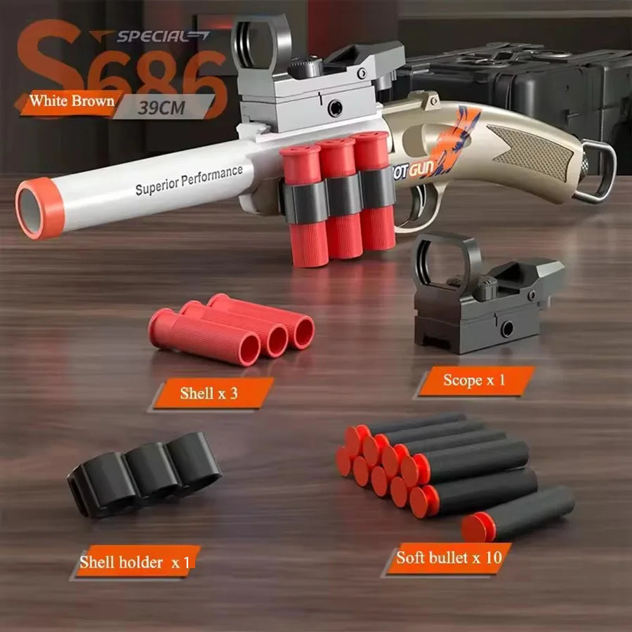 Mini S686 Rifle Shell Ejection Toy Gun Soft Bullet Manually Loaded Outdoor Sports CS Shooting Game for Children Boys Gift