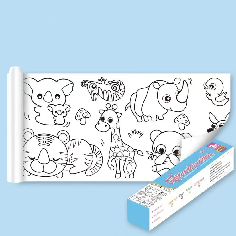 Children's Drawing Roll DIY Coloring Paper Roll Color Filling Paper Graffiti Scroll Paper-cut for Kids Painting Educational Toys