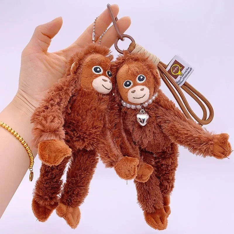 Cartoon Punch Monkey Plush Doll Stuffed Keychain Accessories Creative Cute Backpacks Pendant Fans Gift