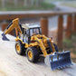 2 Sizes Simulation 2in1 Bulldozer Excavator Vehicle Double Forklift Alloy Toys Diecast Engineering Truck Construction Boys Gifts