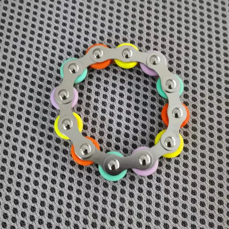 Rolling Sensory Fidget Toy Chain Bicycle Shape Fingertip Decompressor Stress Relief Finger Toys Portable Relaxing Toys for Home