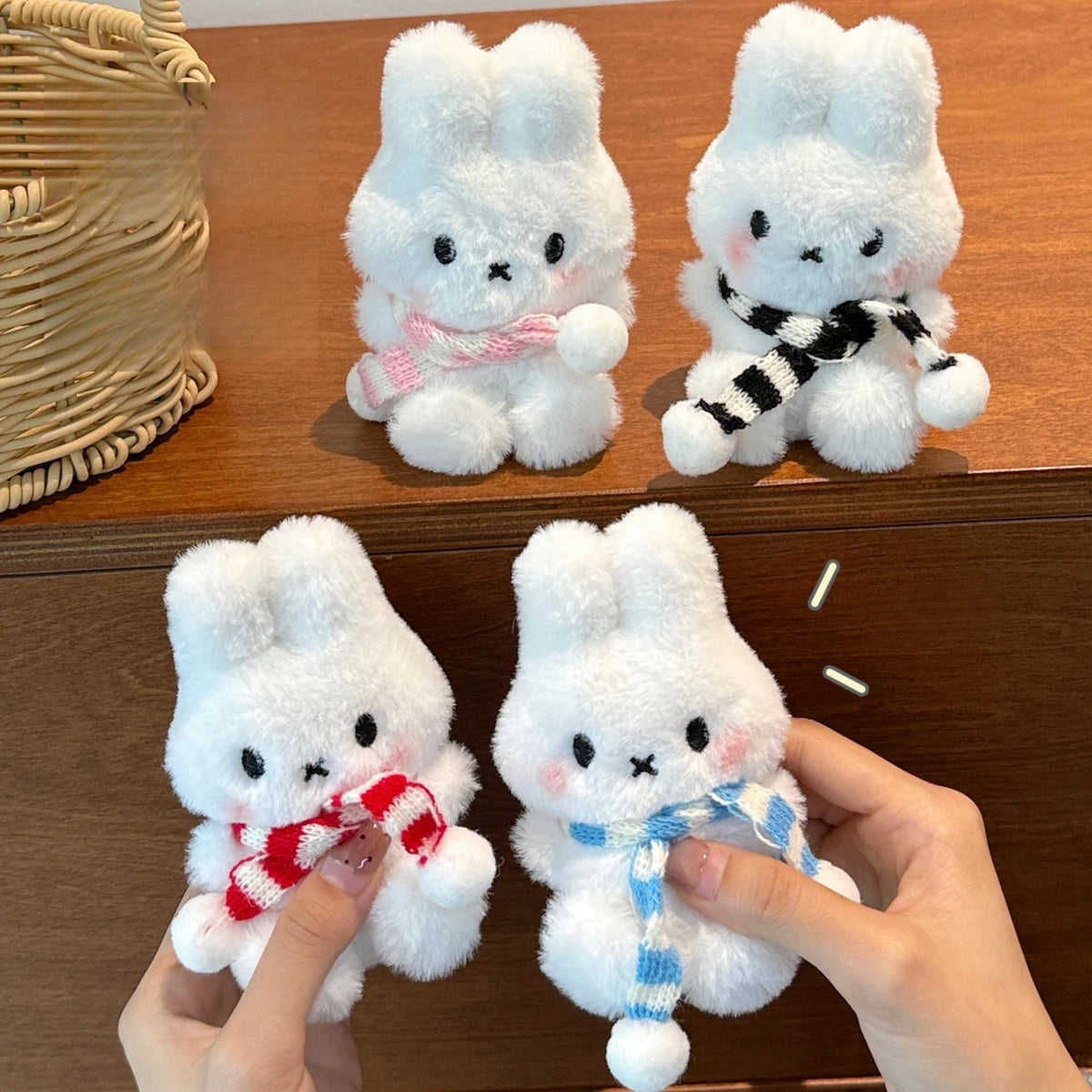 1/4 Pcs Cute Cartoon Scarf Miffy Rabbit Doll Pendant Plush Toy Miffy Toy Merchandise