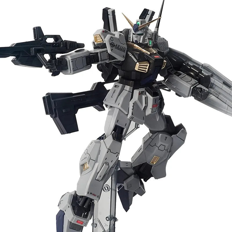 Gray White Black Gold Sci-Fi Humanoid Mecha DIY Assembly Kit, Full Movable Joint Robot Model Ornament with Display Stand