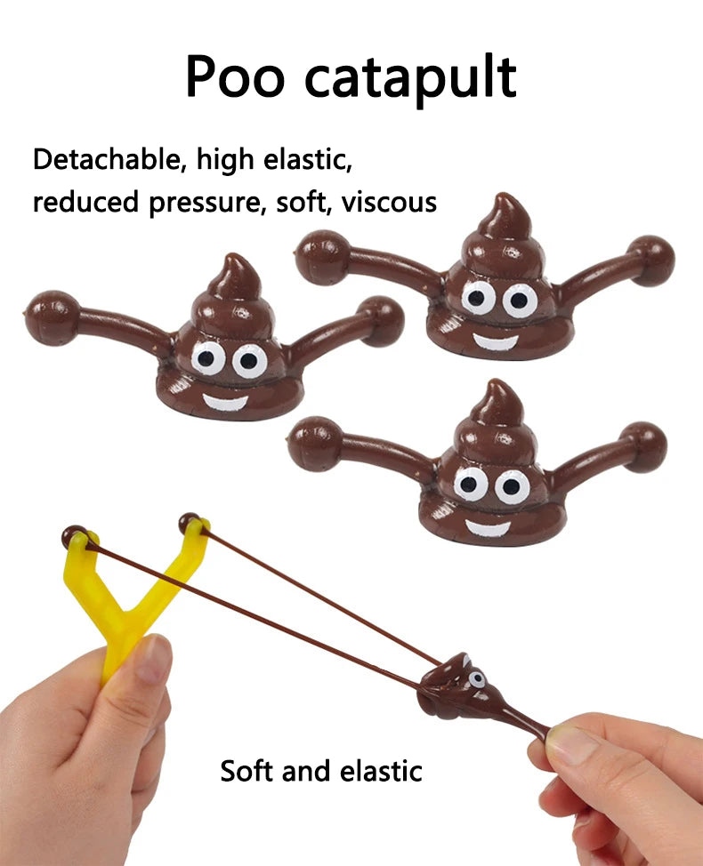 5PCS Funny Shooting Slingshot Prank Fake Poop Poo Game Antistress Children's Day Decompression Toy Kids Birthday Party Gift