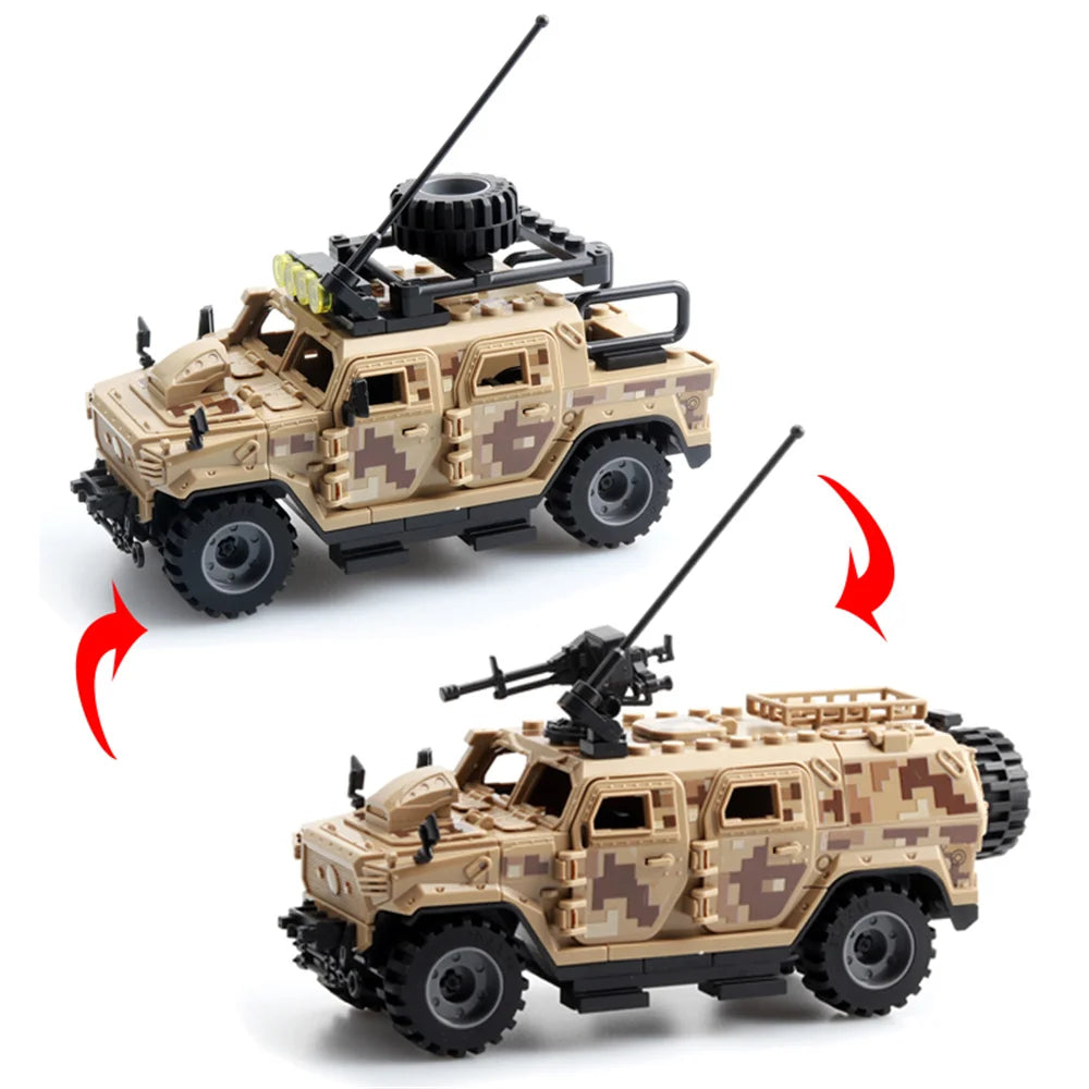 World War Army Military Soldiers Police SWAT Armored Vehicle Model Building Blocks Bricks Children's Toys Gift ﻿