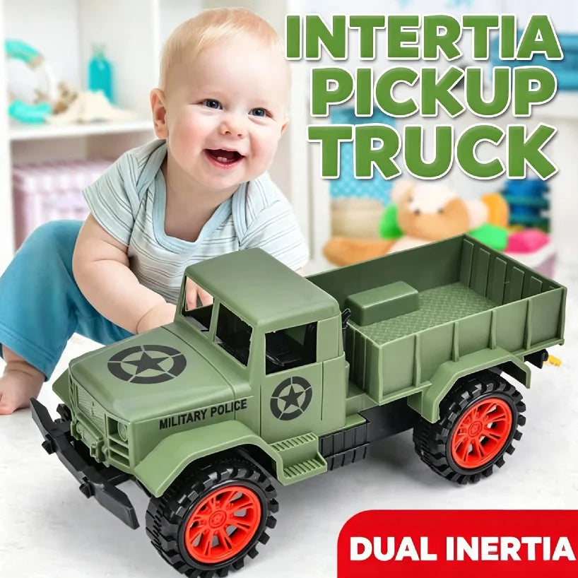 New Large Children's Inertia Military Truck Pickup Truck Big Truck Baby Car Model Toy Children's Birthday Present Puzzle Toys