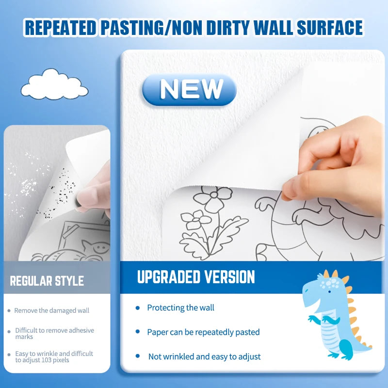 Children's Drawing Roll DIY Coloring Paper Roll Color Filling Paper Graffiti Scroll Paper-cut for Kids Painting Educational Toys