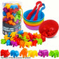 36PCS Colorful Animal Toy Set for Toddlers - Early Learning Educational Toys with Bowls & Tongs, Safe Plastic