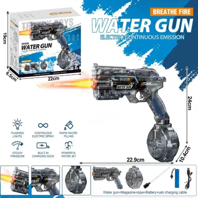 Children Led Energy Gathering Ring Electric Water Gun Toy Shooting Games Automatic Water Squirt Gun Summer Outdoor Toys for Kids