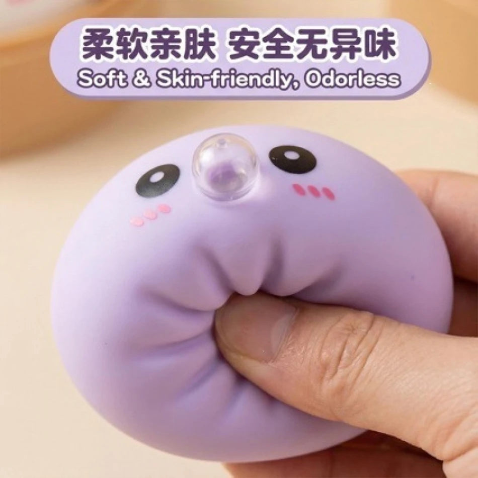 Simulation Dumpling Squishy Squeeze Fidget Toy Soft SlowRebound Stress Relief Ball with Bamboo Steamer Box Anti-Stress Toy ﻿