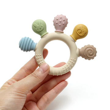 Silicone Baby Ring Teether – Multicolor Sensory Gum Relief Toy