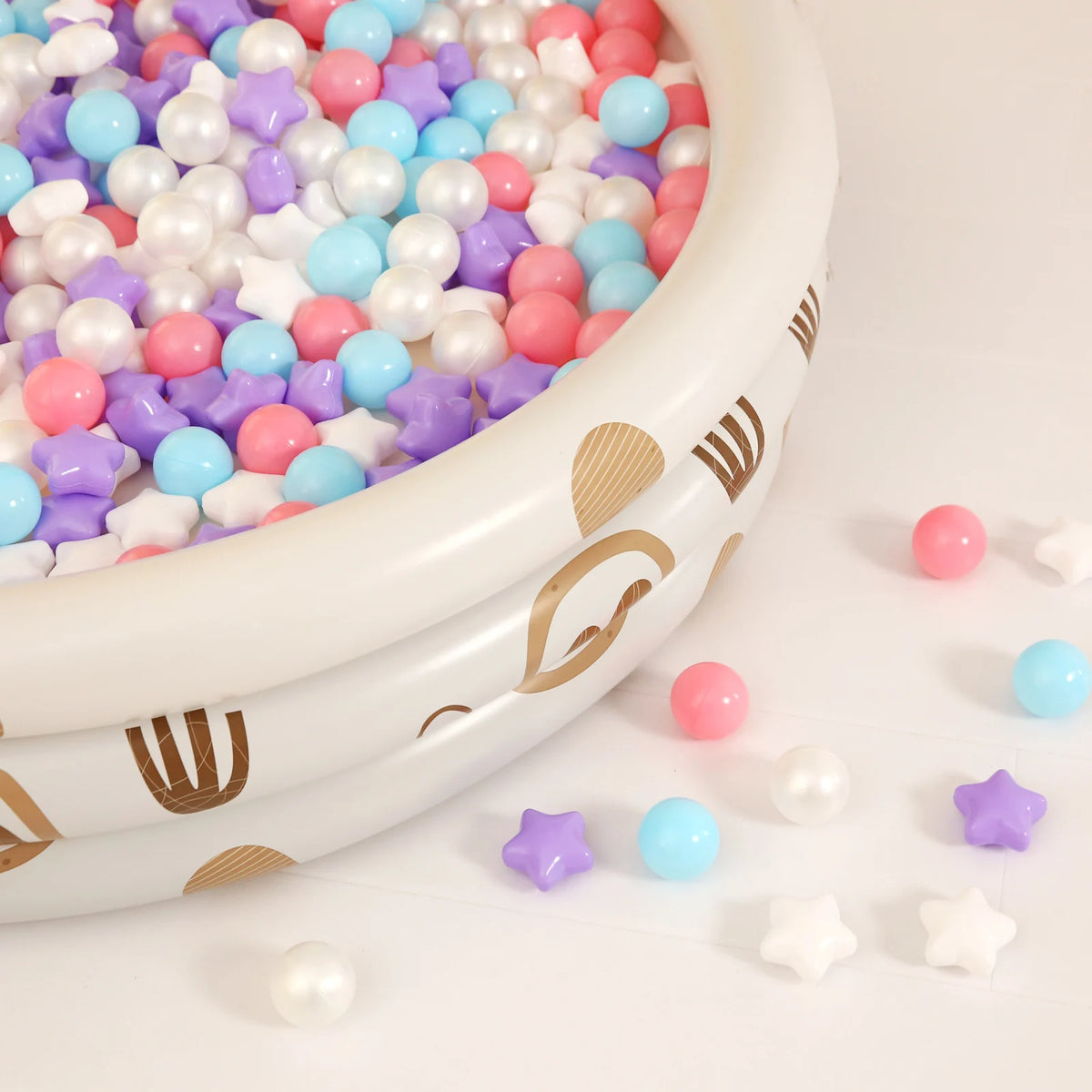 100pcs BPA Free Non-Toxic Plastic Ball Pit Balls Round and Star Shape with 6 Colours for Kids Ball Pit and Pool  Toys
