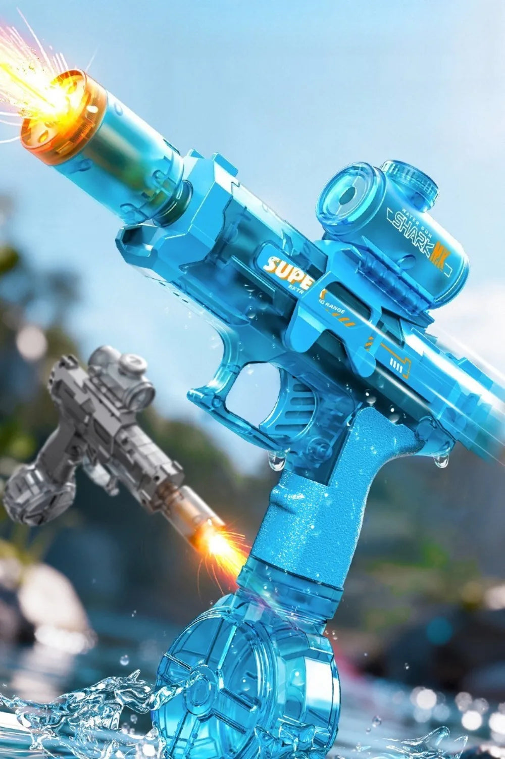 Full Auto Electric Water Gun Toy with Flashing Light Rapid-Fire Motorized Blaster for Summer Outdoor Fun & Kids Play Game