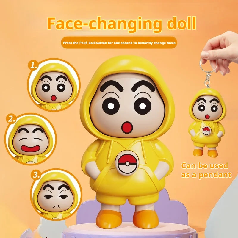 Futuristic Cat Robot Anime Peripheral Face Changing Doll Cute Backpack Pendant Car Ornament Trendy Toy Surprise Collect Gifts