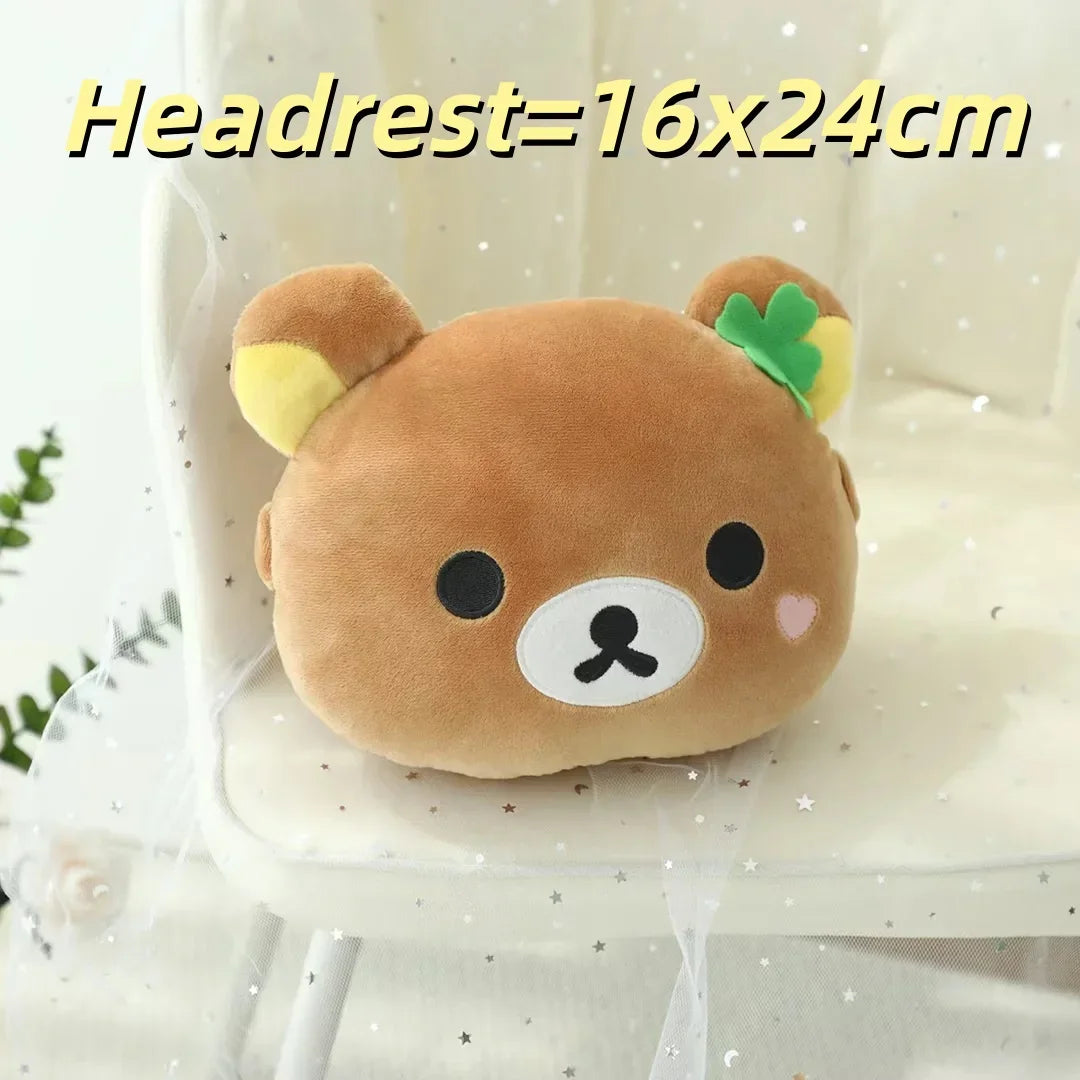 Kawaii Rilakkuma Car Seat Belt Cover Soft Plush Bear Seat Belt Shoulder Pad Japanese Style Cute Car Accessory for Girls Women