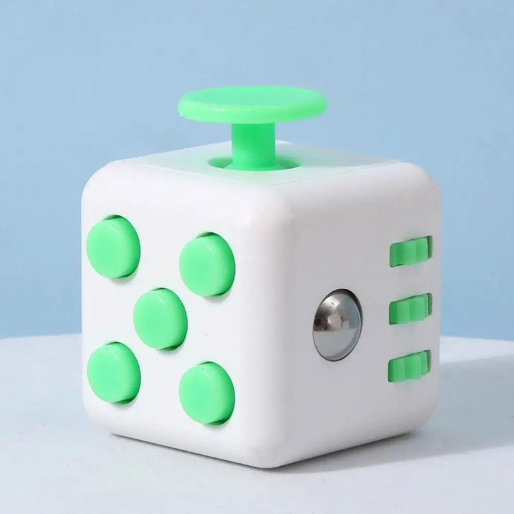 Square Infinity Dice Fidget Toy with Tactile Buttons Multifunctional 6-Side Decompression Cube Clicker Switch Gear Dial Joystick