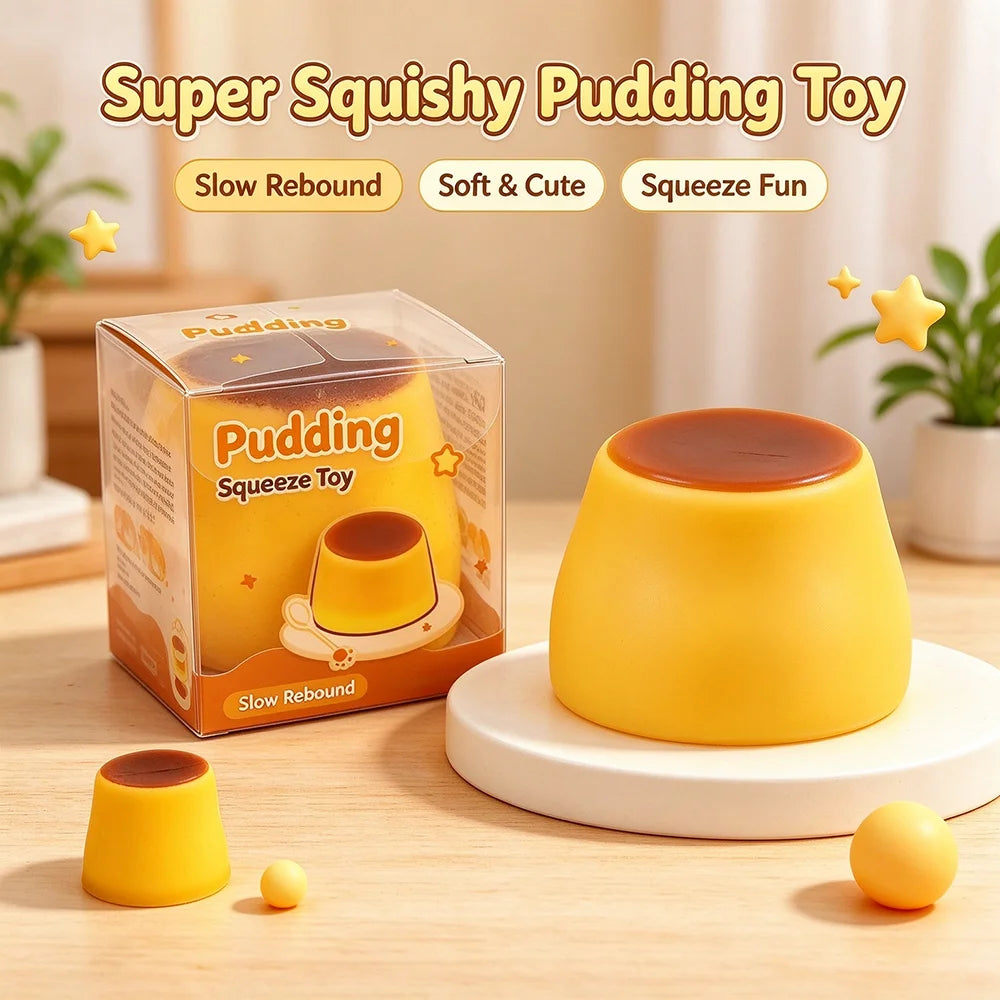 DIY Caramel Pudding Building Blocks Squishy Toy Wet Soft Handfeel Squeaky Sensory Stress Relief Fidget Toy Crunchy Decompression Vent Plaything Perfect Gift for Halloween Christmas Thanksgiving Valentine Birthday Party Favors