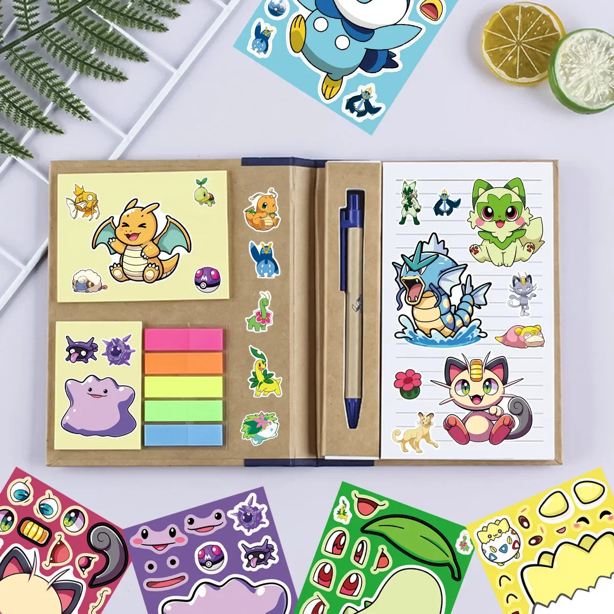 16Sheets Pokemon Make A Face Puzzle Stickers Pikachu Charizard for Kids Make Your Own DIY Game Children Cartoon Jigsaw Toys Gift