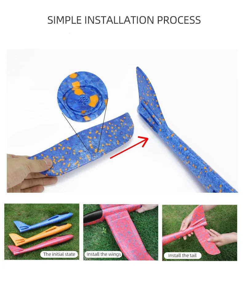50CM Big Foam Plane Glider Hand Throw Airplane Light Inertial EPP Bubble Planes Outdoor Launch Toys for Gift