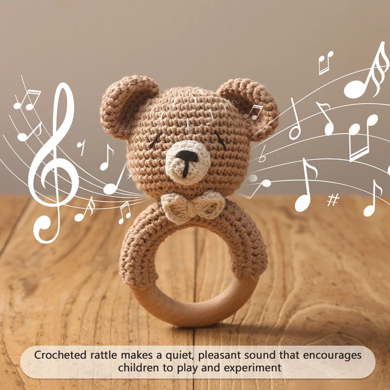 Baby Toys Crochet Animal Rattle Cartoon Music Rattle Toys for Baby Kawaii Teether Rattle Baby Toy 0 12 Months Montessori Toys