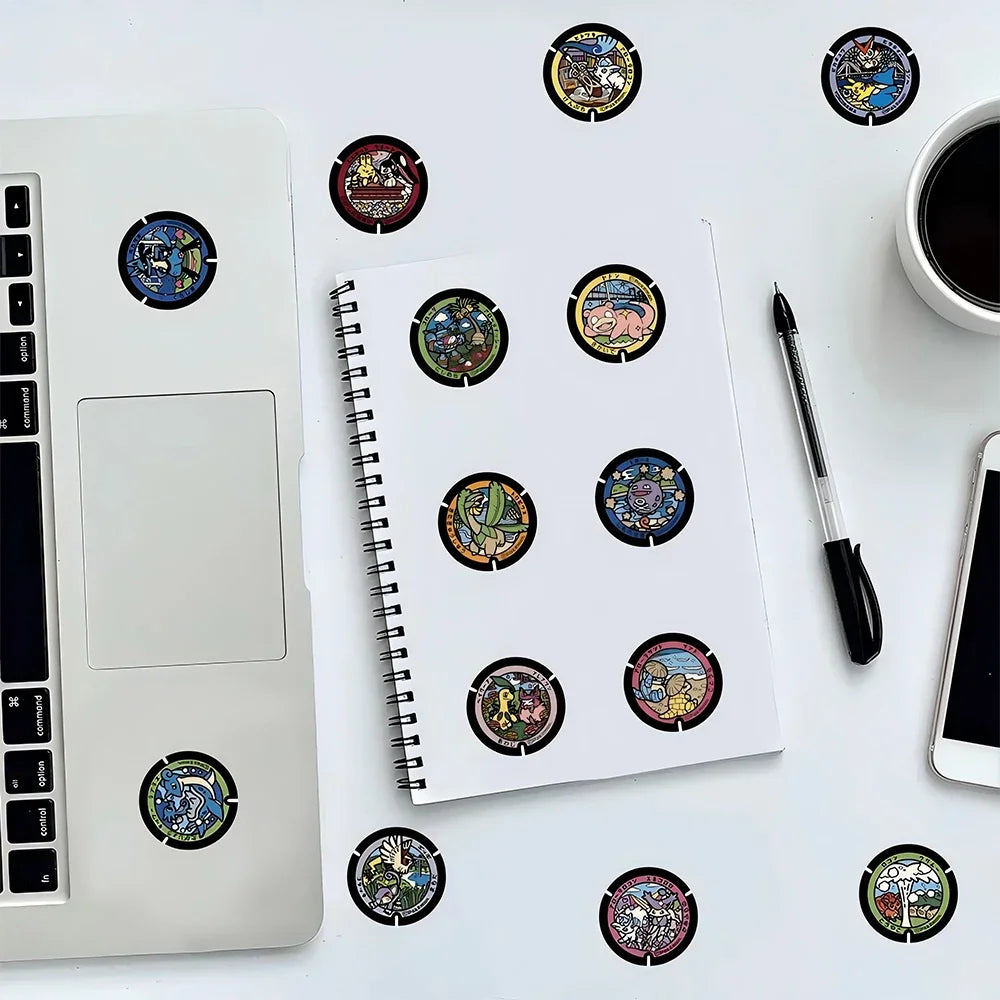 50/108Pcs Kawaii Pokemon Stickers Cute Pikachu Eevee Cartoon Decals for Laptop Phone Scrapbook Waterproof Kids Toy