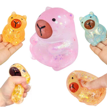 Cartoon Capybara Decompression Toy Soft Glitter Gummy Low Rebound Squishy Fidget Toy Stress Relief Tool for ADHD & Anxiety