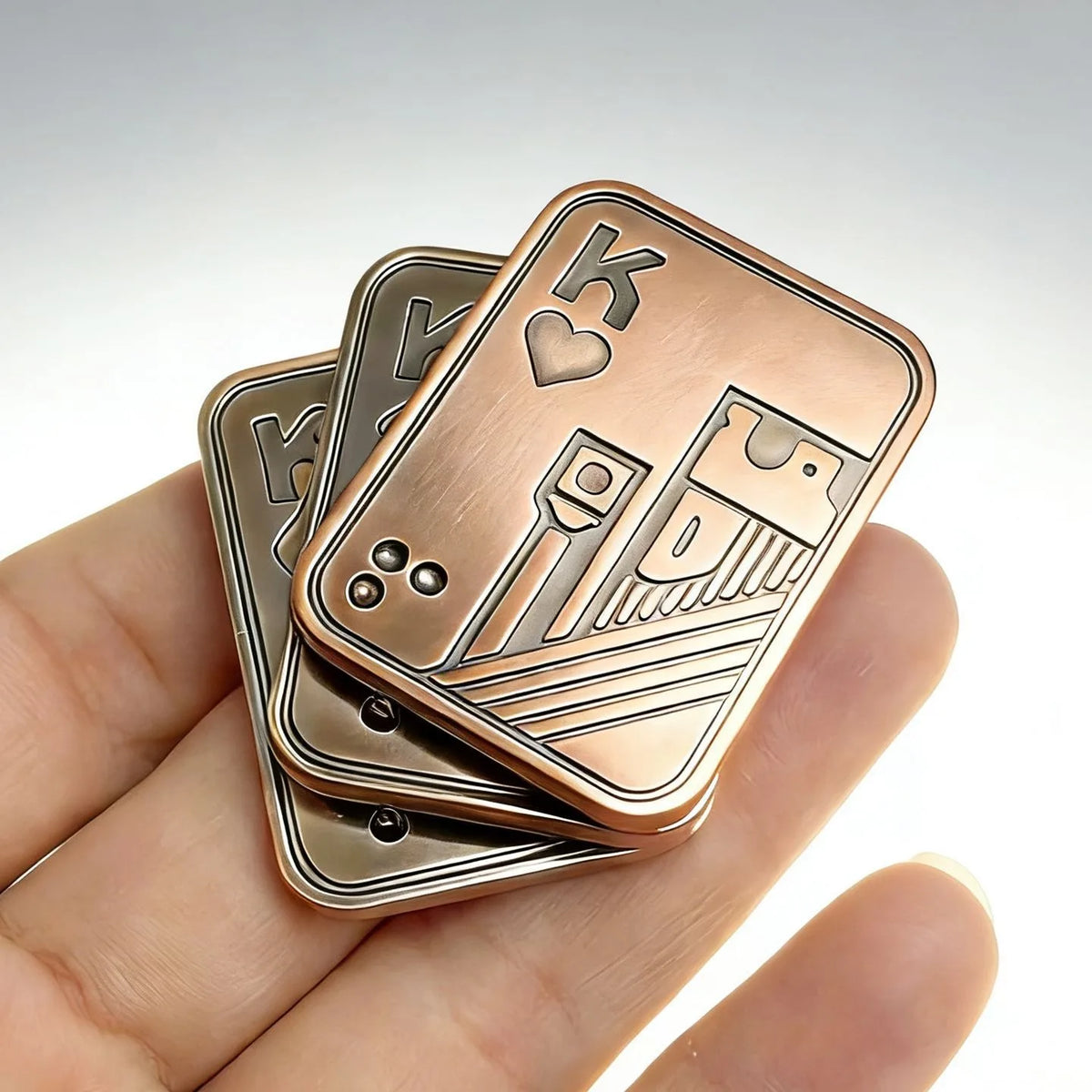 New Stress Relief Push Card Metal Fingertip EDC Poker A K King Gyro Toy for Office Adults Anti Anxiety Fidget Papa Coin