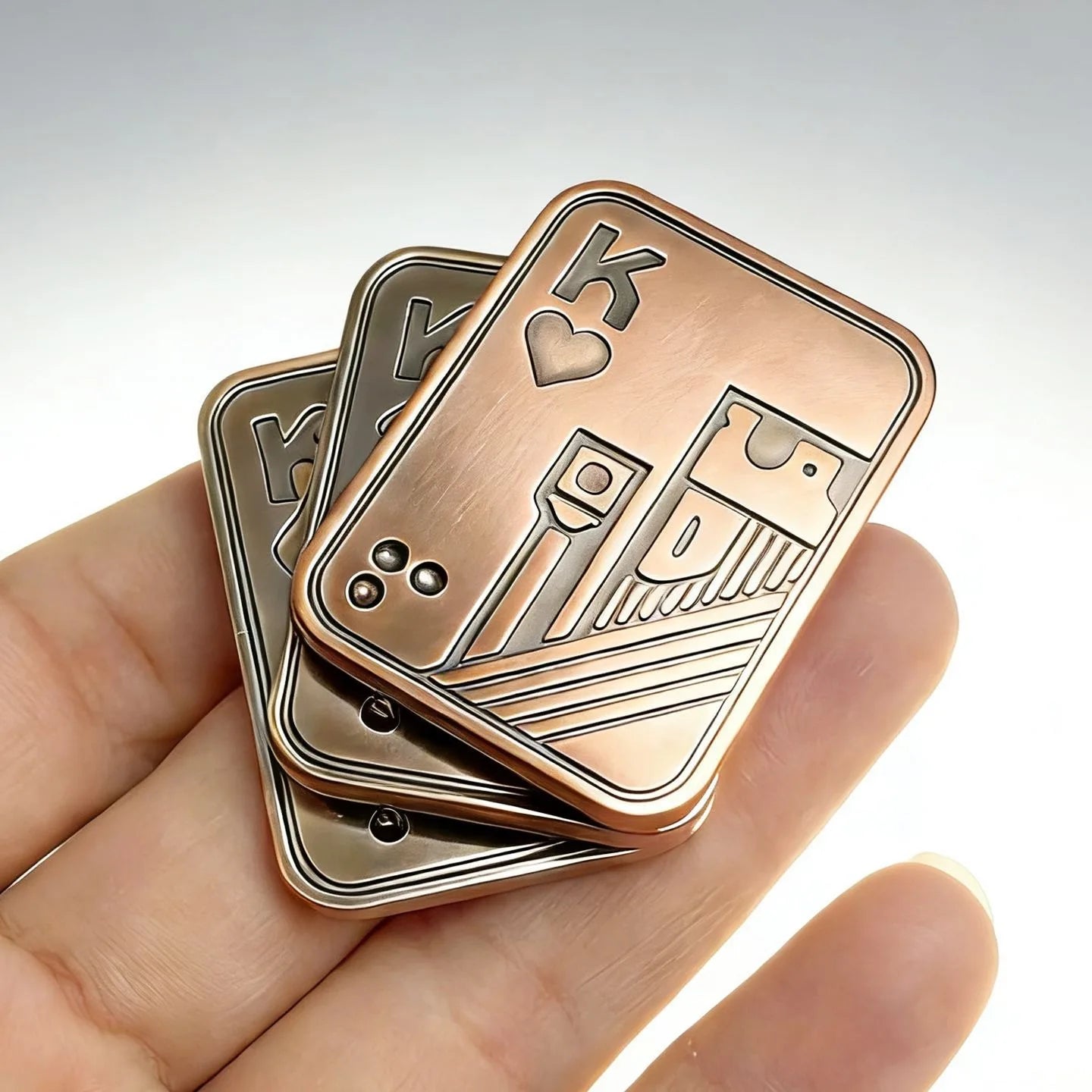 New Stress Relief Push Card Metal Fingertip EDC Poker A K King Gyro Toy for Office Adults Anti Anxiety Fidget Papa Coin