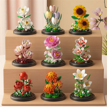 Eternal Flower Bouquet Bonsai Potted Plant Micro Building Blocks Model Home Decoration Toy For Kid Birthday Gift