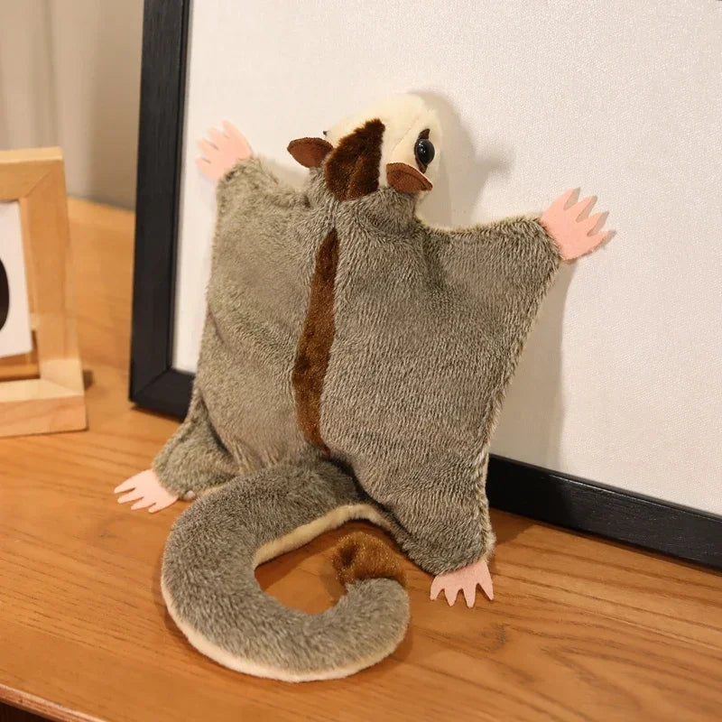 33*19CM Sugar Glider Plush Toy Soft Flying Squirrel Toys Stuffed Animals Toy Cute Hand Center Pets Funny Gift