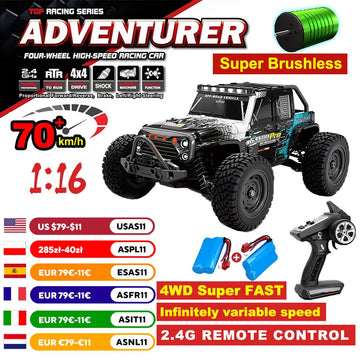 1:16 4WD RC High-speed Car Brushless 70km/h Competition Off-road Climbing Car 2.4G Remote Control Toy Car VS WLtoys 144001 Toys