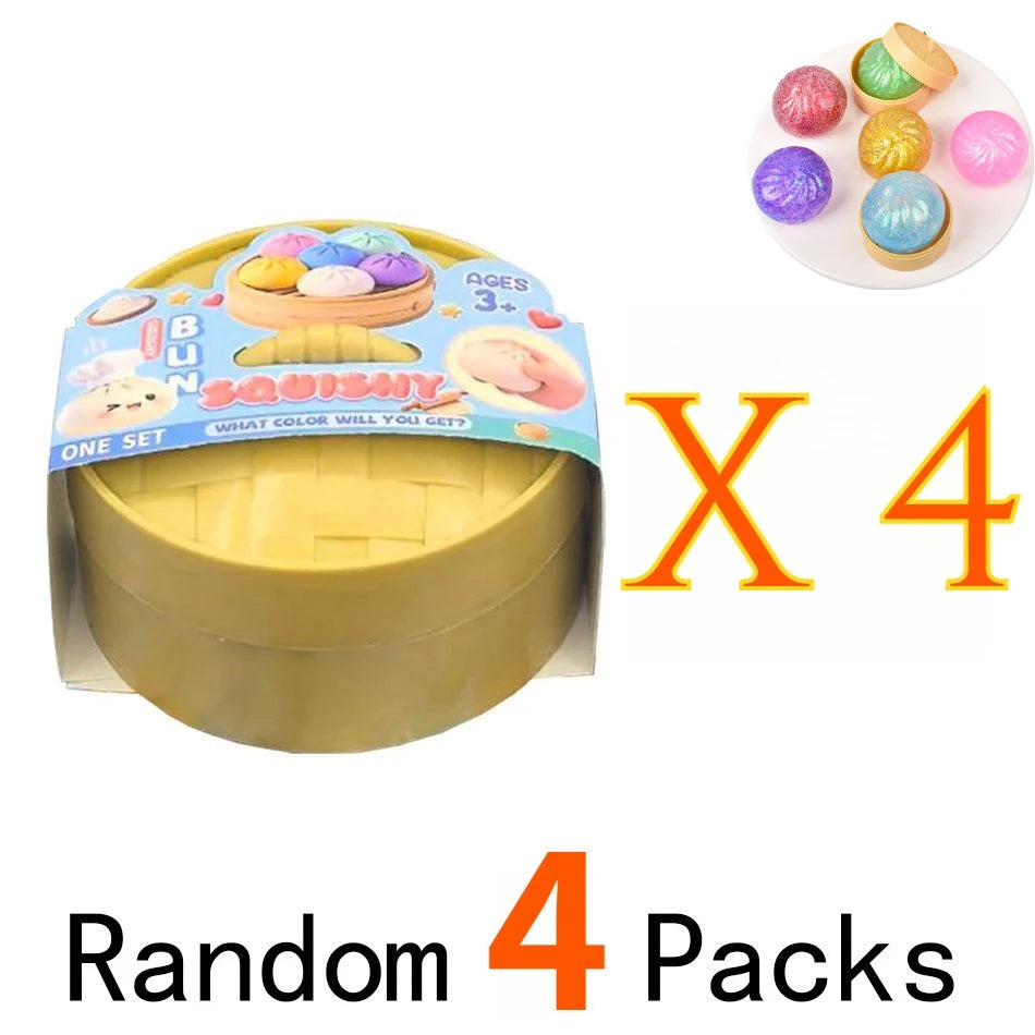 Colorful Dumpling Squishes Stress Balls Cha Siu Bao Slow Rebound Decompression Toys Feel Good Squishy Stress Relief Gifts 10cm