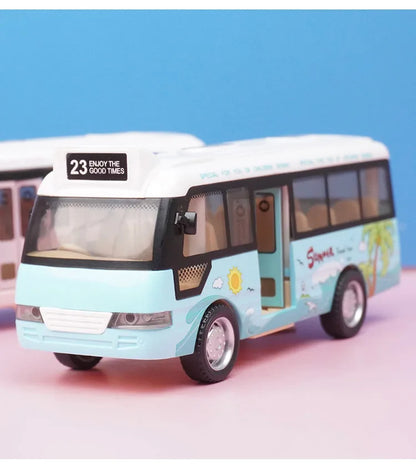 School Bus Toys Cars Die Cast Plastic Little Cars City Bus With Sound And Light Up Friction Powered Cars Play Toys Gift For Kids