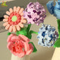 HUIQIBAO MOC Eternal Flower Bouquet with pot Micro Building Block Sunflower Rose Mini Model Brick Toy home Desk Decoration