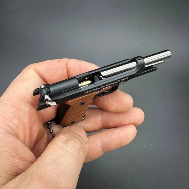 1:3 Scale Alloy Pistol Keychain Mini Toy Gun Metal Keychain for Adults Kids Christmas Gift